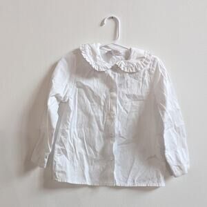 Viva Le Fete Button Down Shirt Unisex Sz 5 White Peter Pan Collar Boutique